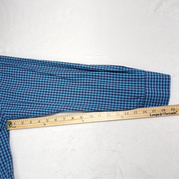 Bristol And Bull Dress Shirt Checkered Blue 16-16.5” Neck 32-33” Arm - Picture 14 of 14